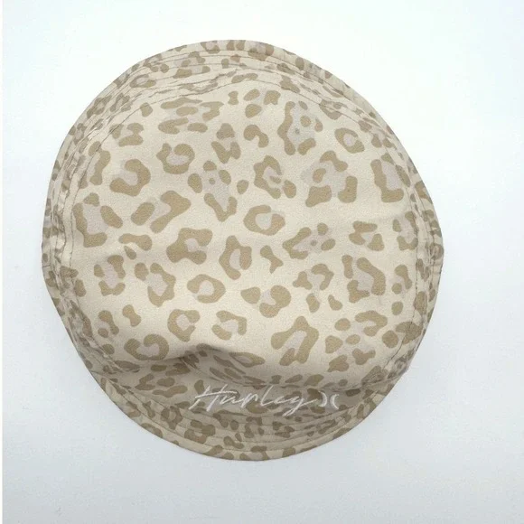 Hurley Unisex Tan Leopard Print Outdoor Embroidered Logo Scripted Bucket Hat - Picture 3 of 5